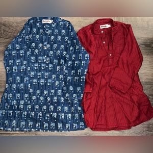 Fabindia boys Kurta ethnic wear Long Sleeve Cotton silk red blue India shirt lot